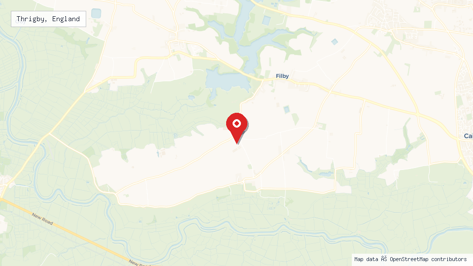 Street map of Thrigby, England with location pin
