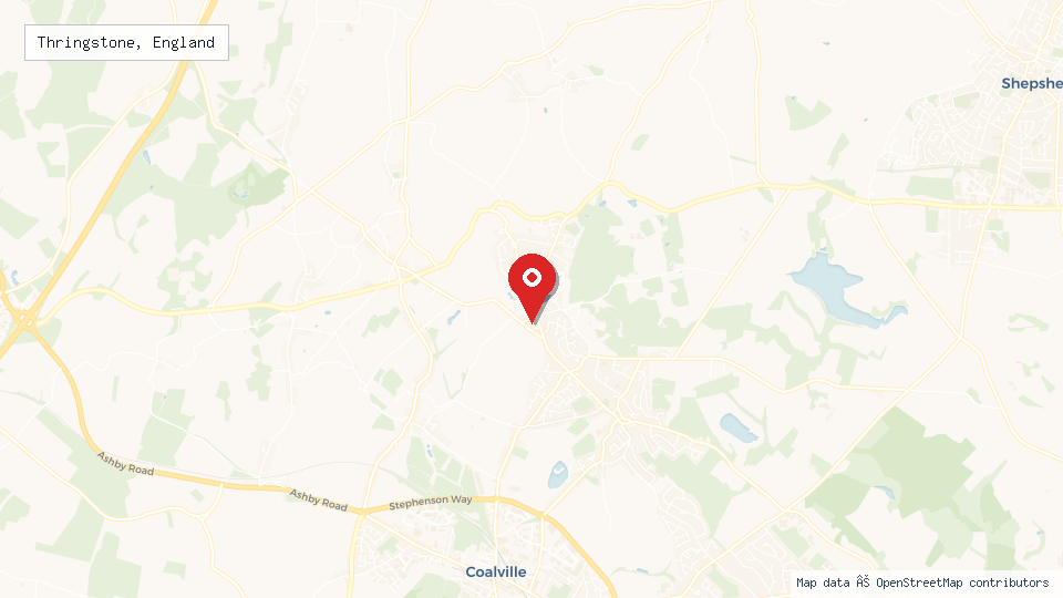 Street map of Thringstone, England with location pin
