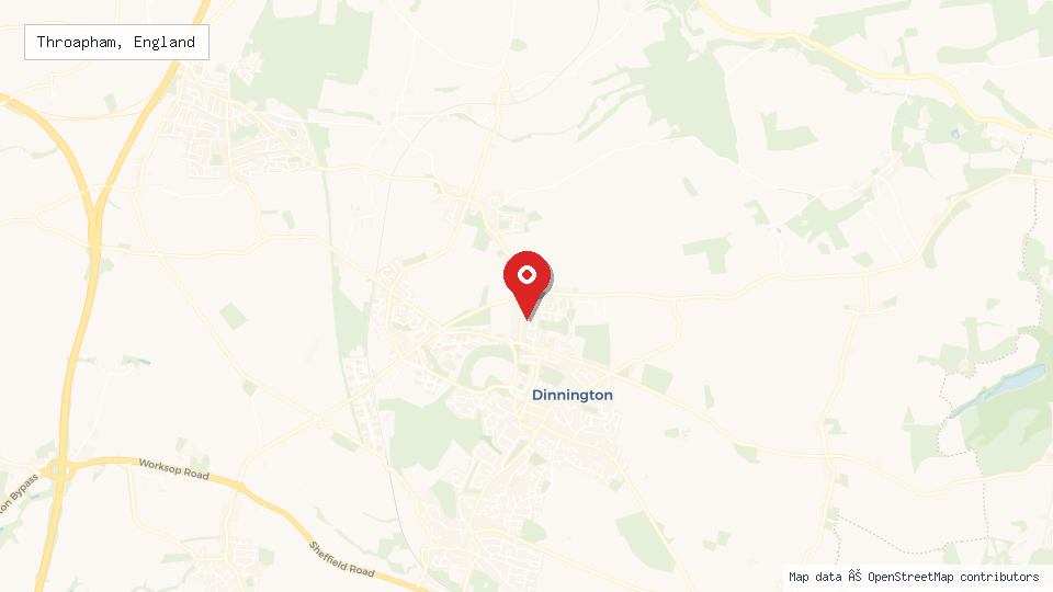 Street map of Throapham, England with location pin