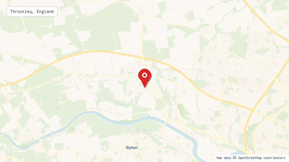 Street map of Throckley, England with location pin