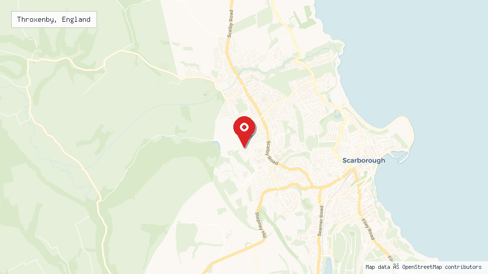 Street map of Throxenby, England with location pin