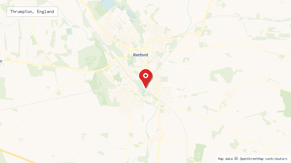 Street map of Thrumpton, England with location pin