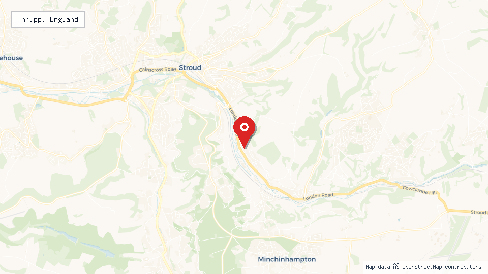Street map of Thrupp, England with location pin