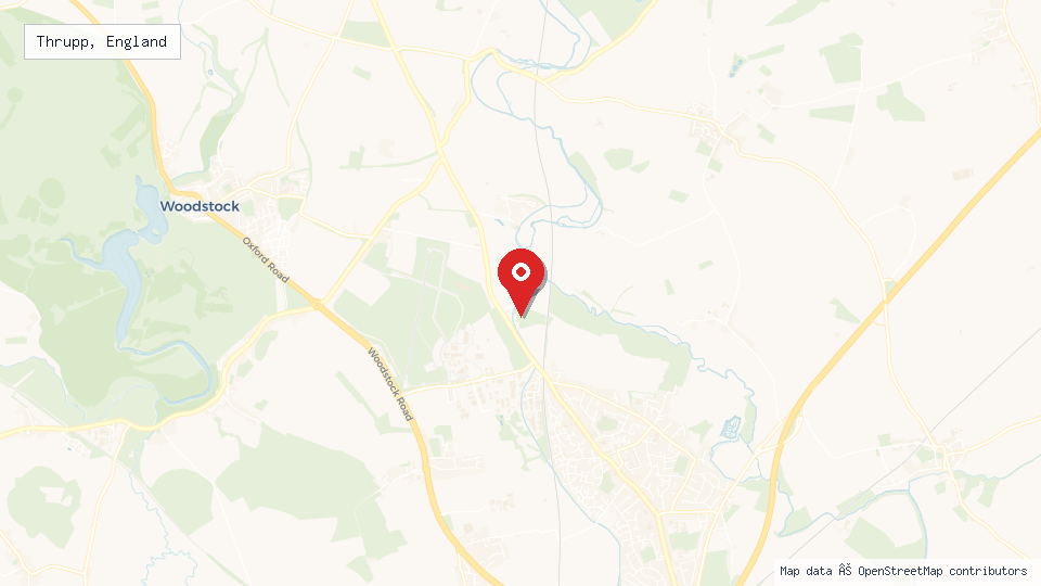 Street map of Thrupp, England with location pin