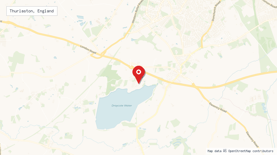 Street map of Thurlaston, England with location pin