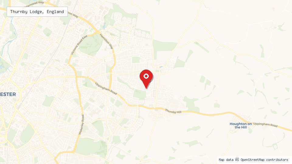 Street map of Thurnby Lodge, England with location pin