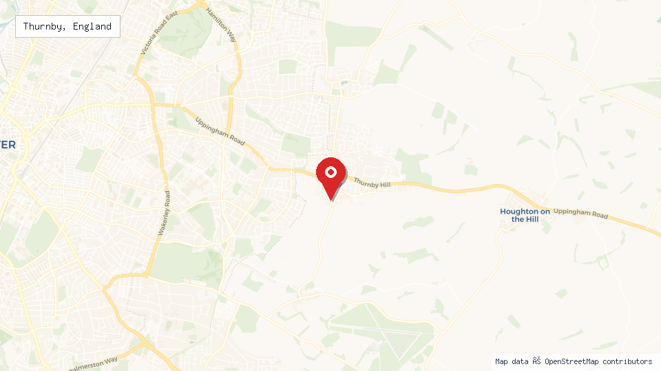 Street map of Thurnby, England with location pin