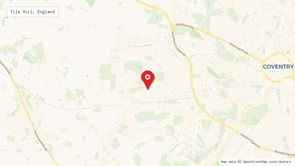Street map of Tile Hill, England with location pin