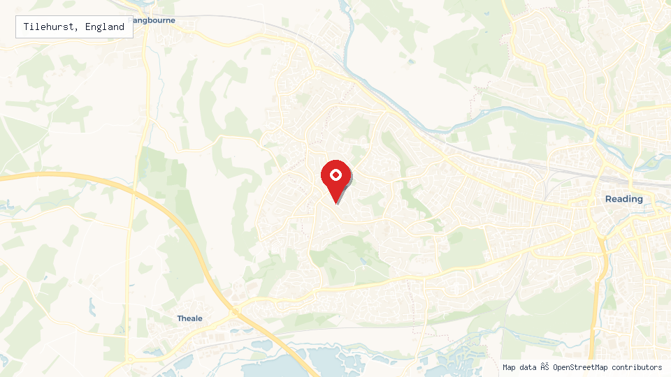 Street map of Tilehurst, England with location pin