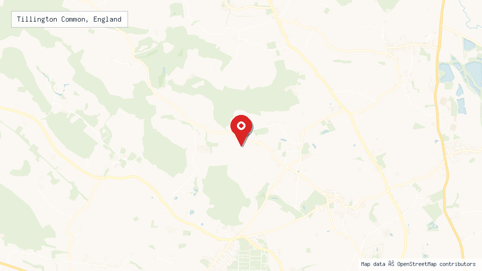 Street map of Tillington Common, England with location pin