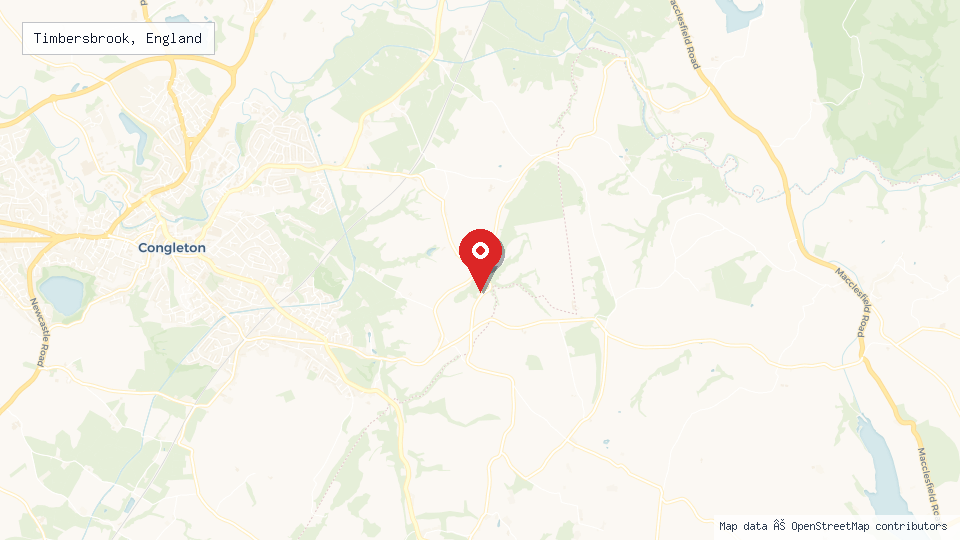 Street map of Timbersbrook, England with location pin