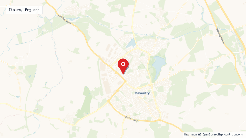 Street map of Timken, England with location pin
