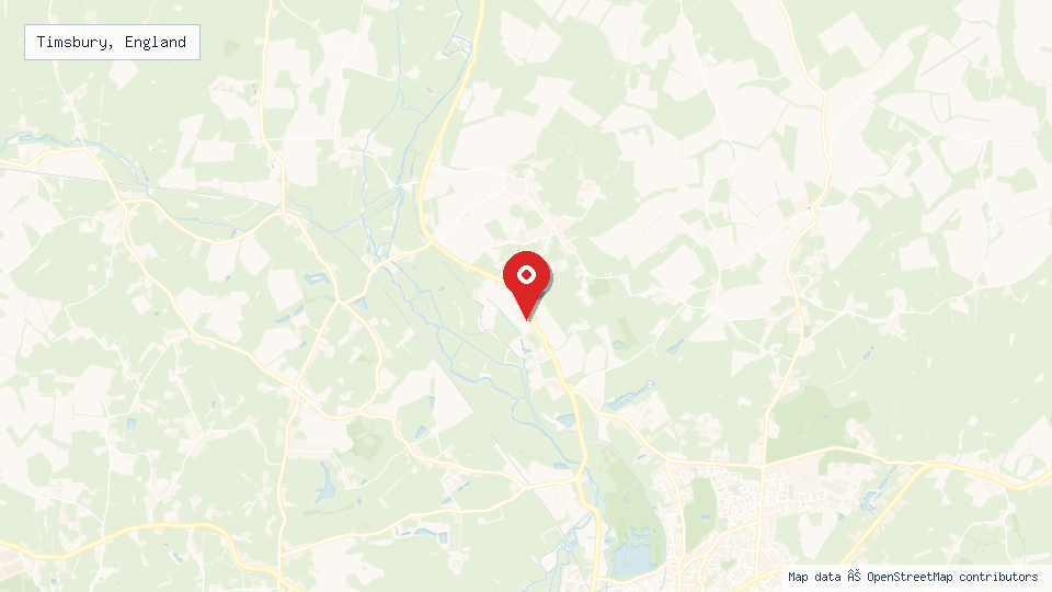 Street map of Timsbury, England with location pin