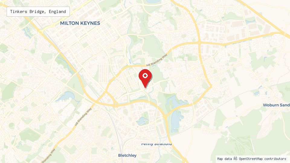 Street map of Tinkers Bridge, England with location pin