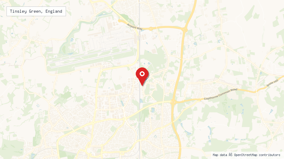 Street map of Tinsley Green, England with location pin