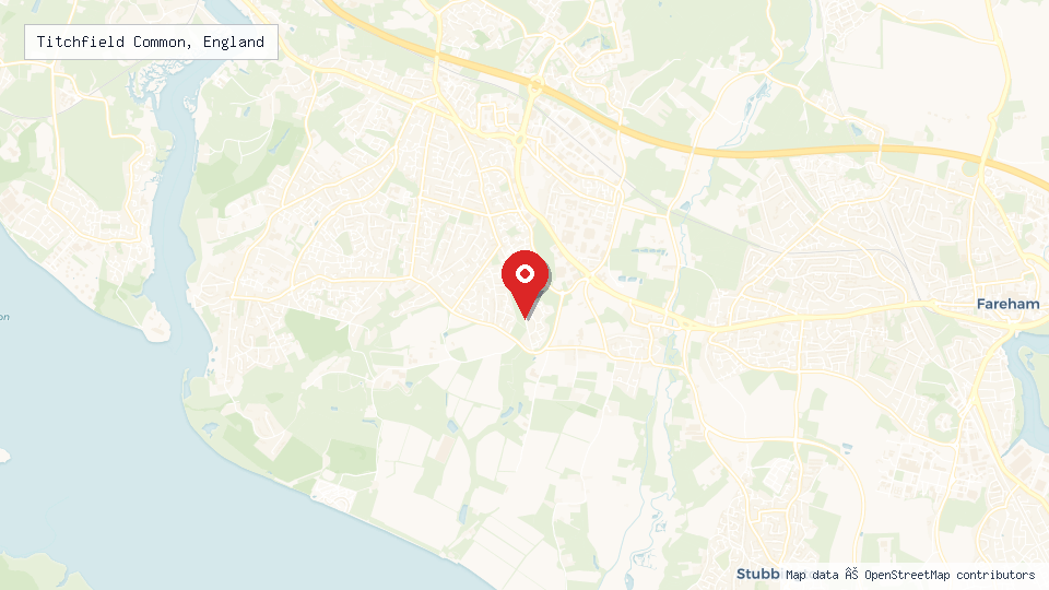 Street map of Titchfield Common, England with location pin