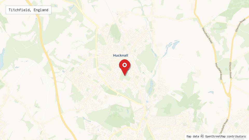 Street map of Titchfield, England with location pin