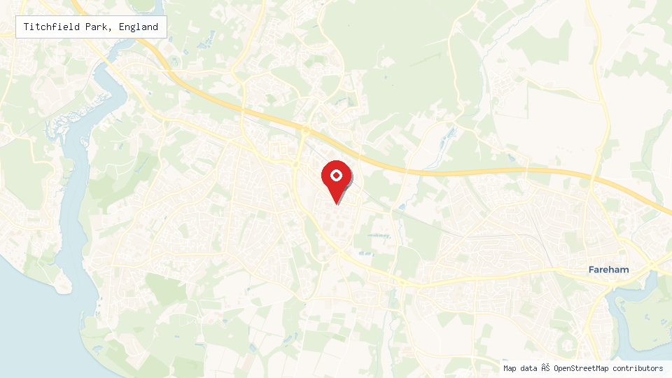 Street map of Titchfield Park, England with location pin