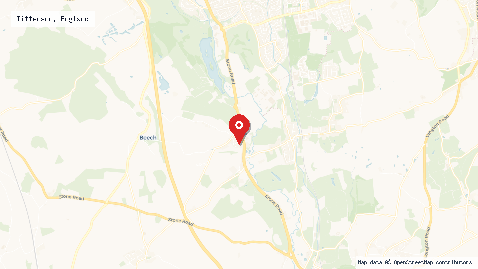 Street map of Tittensor, England with location pin