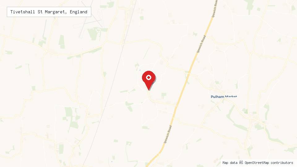 Street map of Tivetshall St Margaret, England with location pin