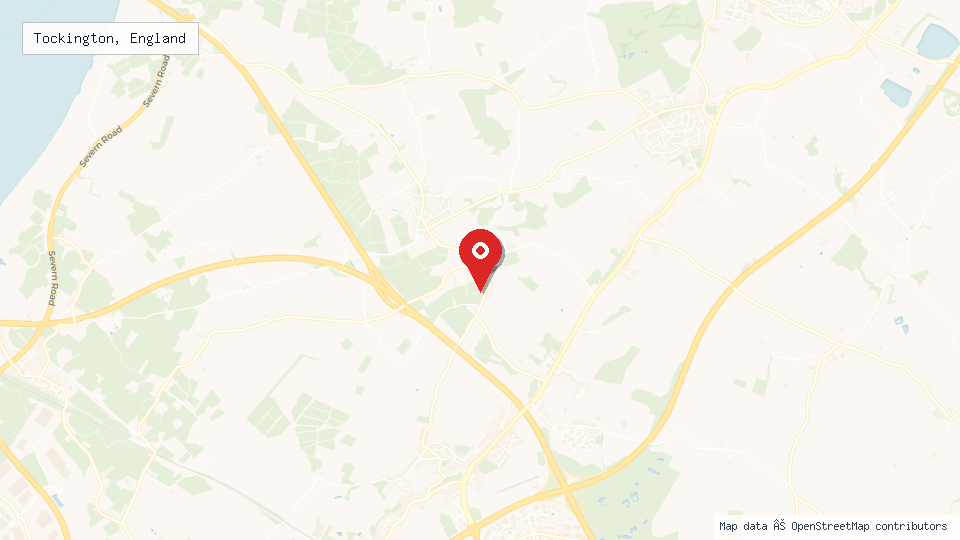 Street map of Tockington, England with location pin