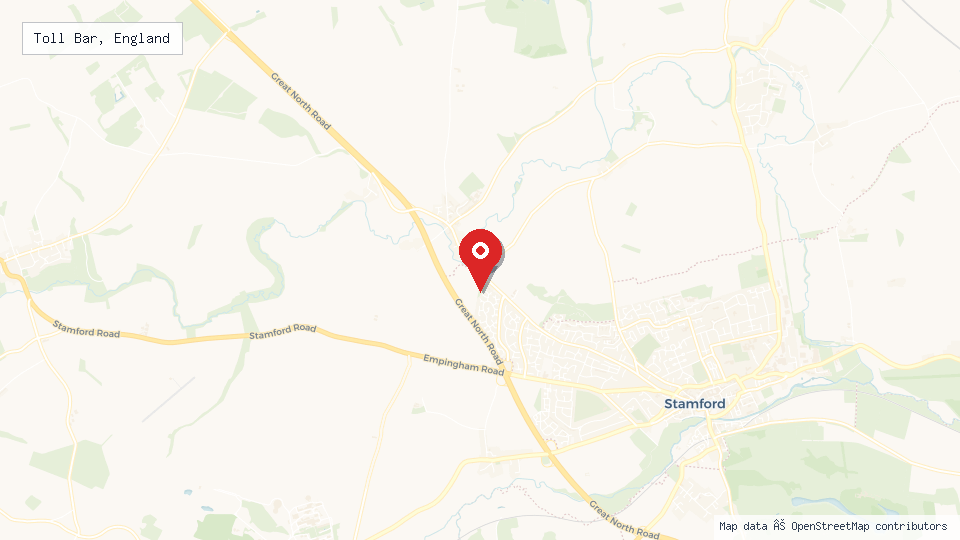 Street map of Toll Bar, England with location pin