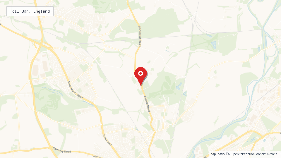 Street map of Toll Bar, England with location pin