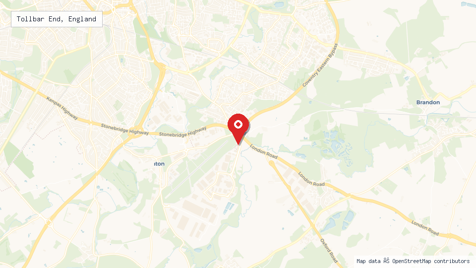 Street map of Tollbar End, England with location pin