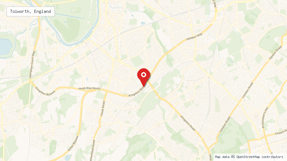 Street map of Tolworth, England with location pin