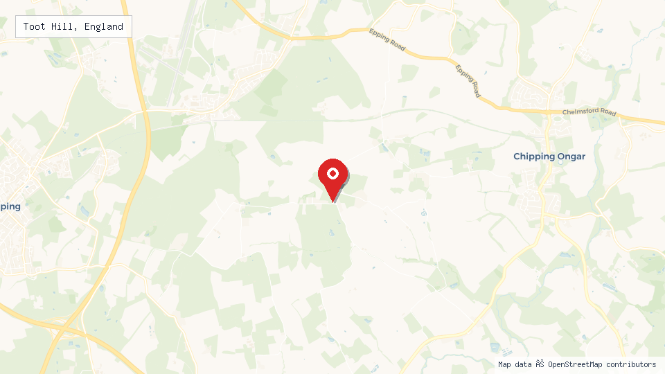 Street map of Toot Hill, England with location pin
