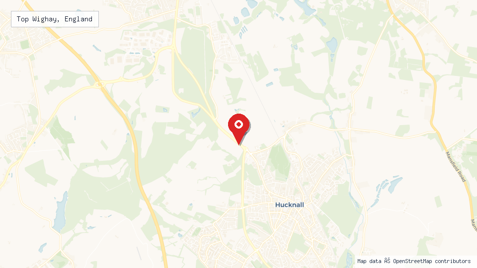 Street map of Top Wighay, England with location pin