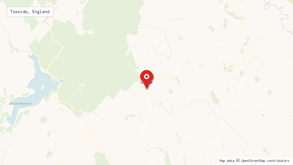 Street map of Tosside, England with location pin
