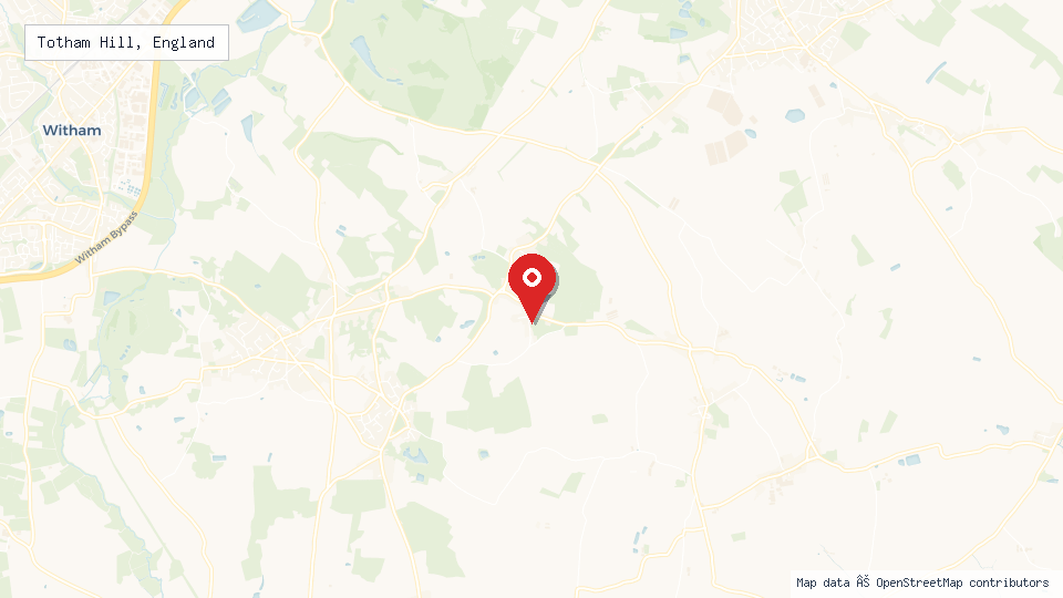 Street map of Totham Hill, England with location pin