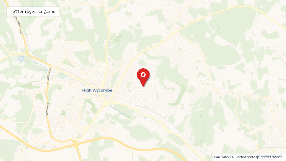 Street map of Totteridge, England with location pin