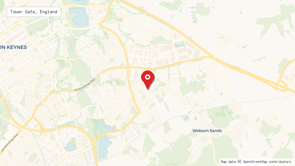 Street map of Tower Gate, England with location pin