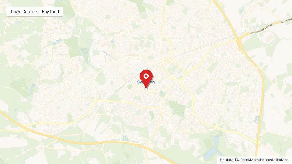 Street map of Town Centre, England with location pin