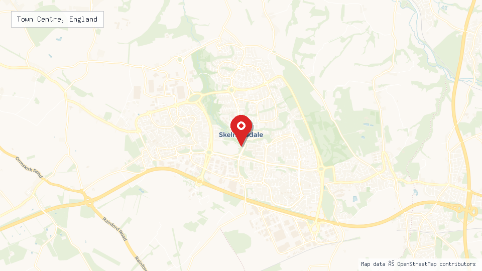 Street map of Town Centre, England with location pin