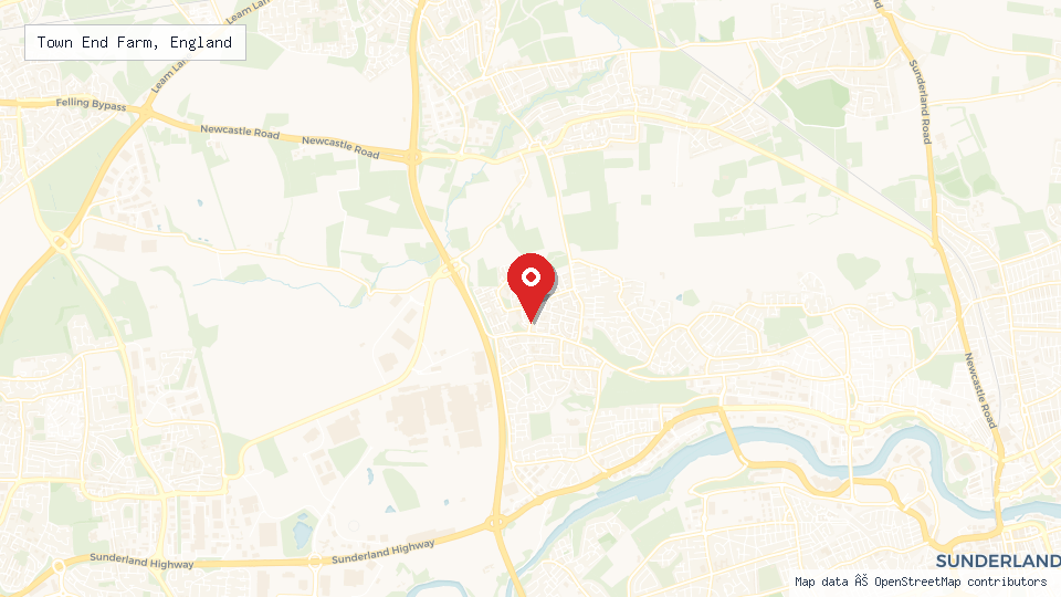 Street map of Town End Farm, England with location pin
