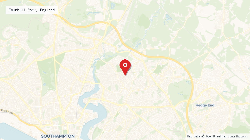 Street map of Townhill Park, England with location pin