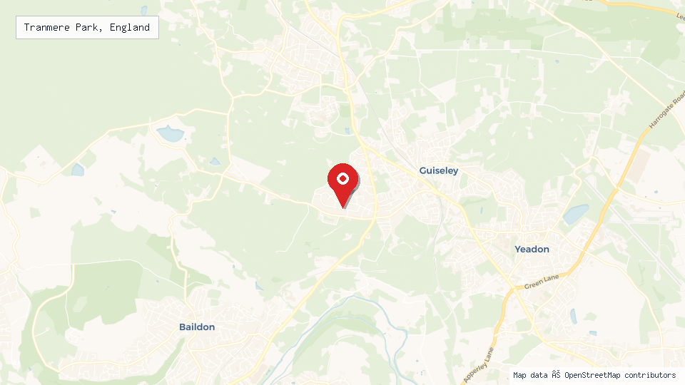 Street map of Tranmere Park, England with location pin