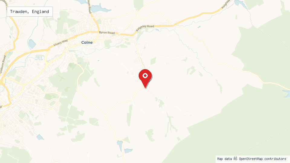 Street map of Trawden, England with location pin