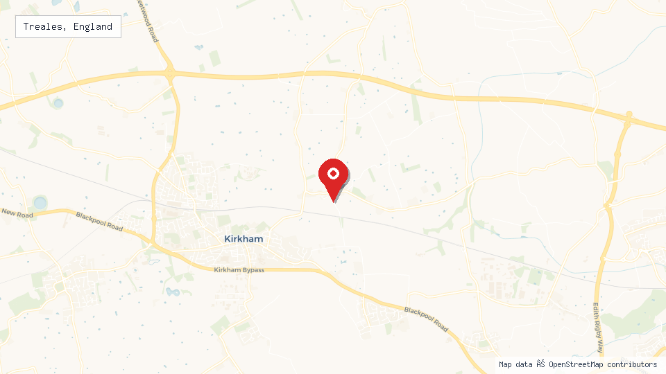 Street map of Treales, England with location pin