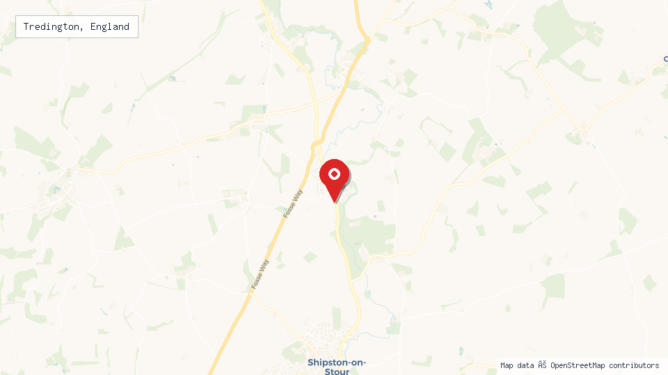Street map of Tredington, England with location pin