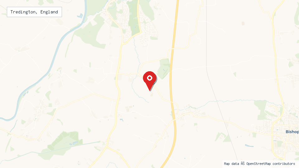 Street map of Tredington, England with location pin