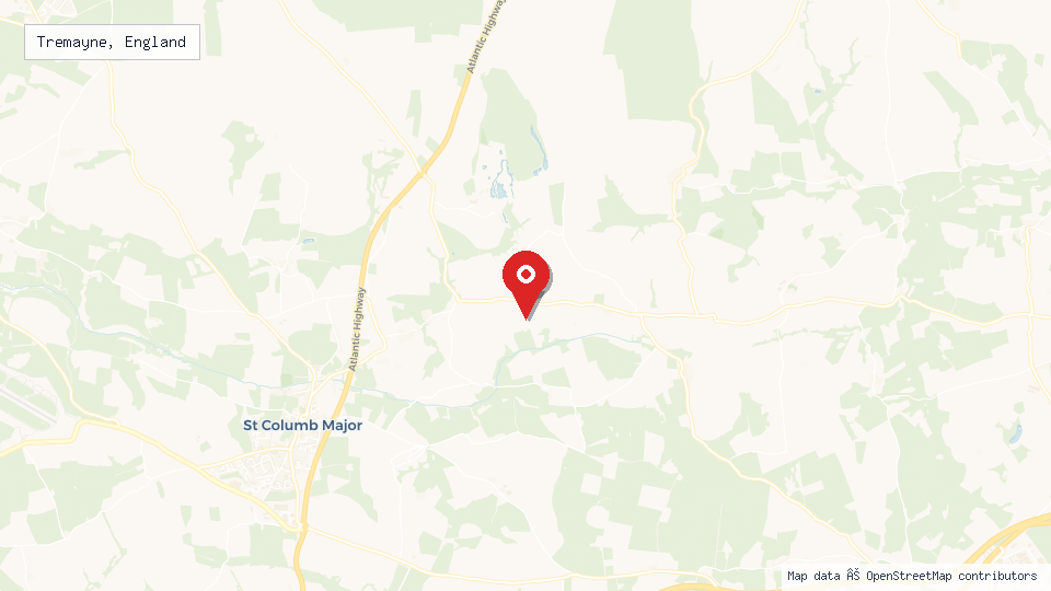 Street map of Tremayne, England with location pin