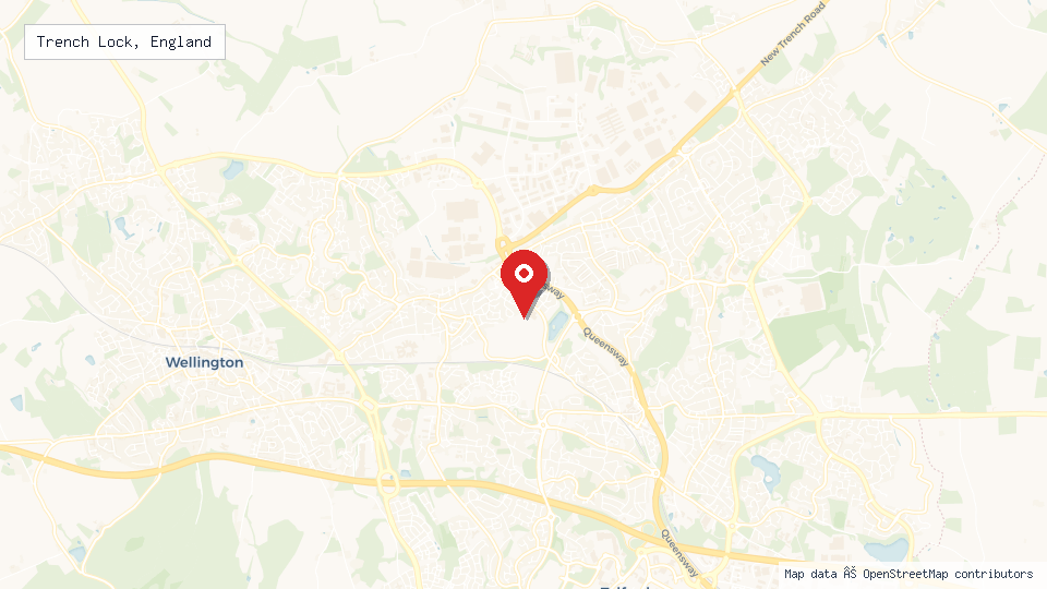 Street map of Trench Lock, England with location pin