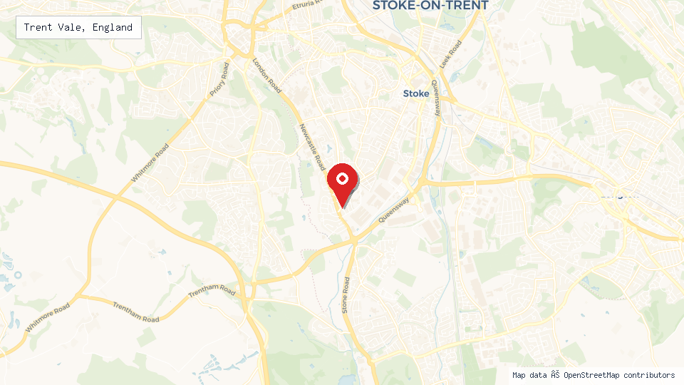 Street map of Trent Vale, England with location pin