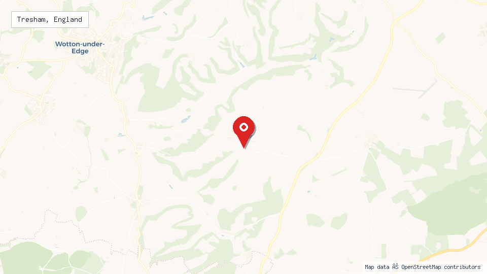 Street map of Tresham, England with location pin