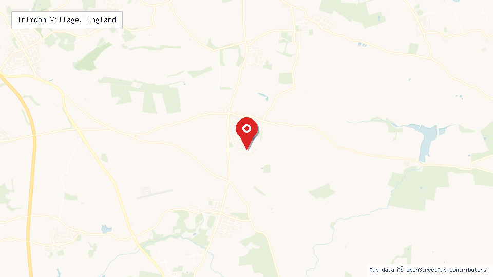 Street map of Trimdon Village, England with location pin