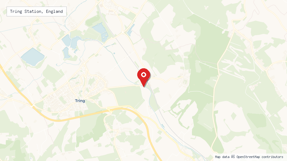 Street map of Tring Station, England with location pin